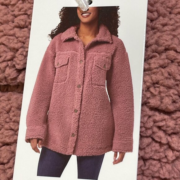 New 32 Degrees Fuzzy Shacket Jacket Dusty Pink Size XS/S Snap Front - Picture 6 of 8
